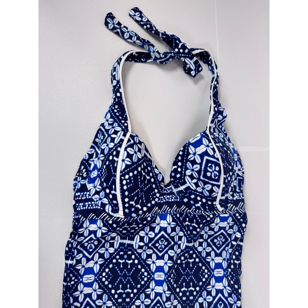 Tommy Bahama One Piece Swimsuit Navy Batik Underwire Molded Cup Womens XS D NWT - Picture 2 of 9